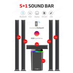 HEPU HP- 5+1 Soundbar Ev Sinema Sistemi Stereo Hd Ses Kalitesi Rgb Kablolu 45W AMFİ 15WX5 SOUNDBAR TV04