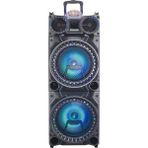 Hepu HP-973 Bluetooth Süper Bass Parti Hoparlör – 2X10” Woofer, Rgb Işık, Kablosuz Mikrofon, Şarjlı - Gri