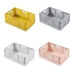 heqxwl 4 adet katlanabilir plastik saklama kutusu, alışveriş sandığı, katlanabilir, sağlam katlanır kutular, mutfak, ofis, yatak odası, dolap, çekmece için (hibrit, S)