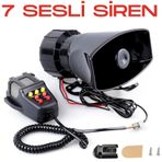 Her Araca Uyumlu 7 Sesli Güçlü Siren Korna Mikrofonlu Megafonlu 12V Polis Sireni 100W
