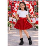 HER ŞEY NOTA www.herseynota.com Kız Çocuk Kırmızı Pileli Etek – Okul Etkinlik ve Bayram Gösteri Eteği 5-13 Yaş