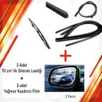 Her Sileceğe Uygun Oto Cam Silecek Lastiği 2 Adet + Yağmur Kaydırıcı Film 2 Adet - 70 CM
