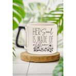 "her Soul Is Made Of Wildflower" Yaban Çiçeği Ruhu Doğum Günü Hediye Siyah Kulplu Kupa Bardak