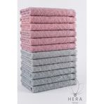 HERA 12’li 6 ADET GRİ-6 ADET GÜLKURUSU 30X50 CM PAMUKLU MUTFAK HAVLUSU