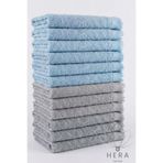 HERA 12’li 6 ADET TURKUAZ-6 ADET GRİ 30X50 CM PAMUKLU MUTFAK HAVLUSU