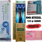 Herbadent Bitki Özlü Diş Macunu-Diş Beyazlatma Tozu-3'lü Diş Fırça-125 gr Hmd Sabunu Hediye