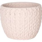 Herdekora Beton Saksı Örgü Desenli Krem 12X10,5 Cm.