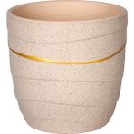 Herdekora Seramik Saksı Gold Şeritli Bej 12X11,5 Cm.