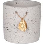 Herdekora Seramik Saksı Gold Yaprak Aksesuarlı Beyaz 10,5X10,2 Cm.
