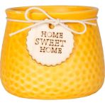 Herdekora Seramik Saksı Home Sweet Home Aksesuarlı Sarı 10,5x8 Cm.