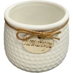 Herdekora Seramik Saksı How Are You Yazı Aksesuarlı Beyaz 14X10,5 Cm.