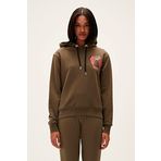 Here Hoodie Haki Yeşil Baskılı Kapüşonlu Kadın Sweatshirt