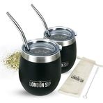 Here & Now Yerba Mate Kupası ve Bombilla Seti | 2 Mate Su Kabağı, Dökülmeye Dayanıklı Kapaklar ve Mate Pipetler | Bombilla Fırça ve Kılıfı Dahil | Bombilla Mate & Mate Çay Bardaklı Yerba Mate Kabak