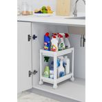 Heredot Mithra Life 2 Katlı Tekerlekli Tezgah Altı Beyaz Banyo Mutfak Rafı