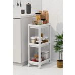 Heredot Mithra Life 3 Katlı Hazneli Tekerlekli Beyaz Mutfak Banyo Rafı PG