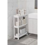 Heredot Mithra Life 3 Katlı Tekerlekli Slim İnce Beyaz Banyo Mutfak Rafı MIT1125