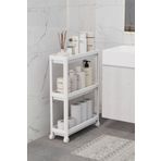 Heredot Mithra Life 3 Katlı Tekerlekli Slim İnce Beyaz Banyo Mutfak Rafı