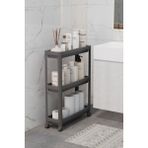 Heredot Mithra Life 3 Katlı Tekerlekli Slim İnce Siyah Banyo Mutfak Rafı MIT1126