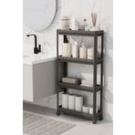 Heredot Mithra Life 4 Katlı Tekerlekli Slim İnce Siyah Banyo Mutfak Rafı