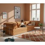 Herev Home Decor Herev K300X100 Köşekoltuk Takımı Yıkanabilir Kadife Kumaş Şark Köşe - Turuncu