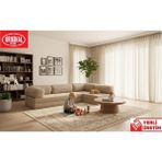 Herev Mix 300X200 Açık Köşe L Tipi 50 Dns Süngerli Şark Köşe Koltuk - Bej - Kum Beji