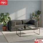 Herev Pleasant K180X90 Sünger Kanepe Yıkanabilir Kadife Kumaşlı Minderli Koltuk - Antrasit - Gri