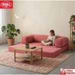 Herev Pleasant K180X90 Sünger Kanepe Yıkanabilir Kadife Kumaşlı Minderli Koltuk - Pembe