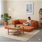 Herev Pleasant K180X90 Sünger Kanepe Yıkanabilir Kadife Kumaşlı Minderli Koltuk - Turuncu