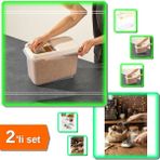 Hereveoyuncak 10 Lt Sürgülü Kapaklı Erzak Saklama Kabı + 3 Adet Ölçü Kaşığı - 2li Set K1R3W6