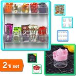 Hereveoyuncak 12 Adet Buzdolabı Içi Mini Düzenleyici Kutu + Cam Kavanozlu Limon Sıkacağı 300 ml - 2li Set B4V9Z9