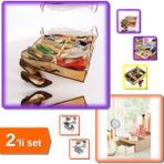 Hereveoyuncak 12 Bölmeli Ayakkabı Saklama Çantası + Compact Çekmeceli Makyaj Organizeri - Pratik Set ABC123
