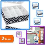 Hereveoyuncak 12 Bölmeli Pratik Çekmece Düzenleyici + Dolap Içi Asılabilir Temiz Çorap Filesi - 2li Set M2W3T6