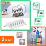 Hereveoyuncak 2 Adet Beyaz 8 Bölmeli Kapak Rafı + Beyaz Buzdolabı Sepet Caddy Organizer - 2li Set PFF6U4