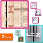 Hereveoyuncak 2 Adet Geçmeli Çocuk Koruma Kilidi + Raylı Bebek Çocuk Çekmece ve Dolap Koruma - 2li Set L4F2E5