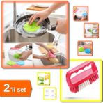 Hereveoyuncak 2 Adet Silikon Bulaşık Fırçası - Nihale Tutacak + Tırnak ve Yaka Fırçası - 2li Set G2F6G8
