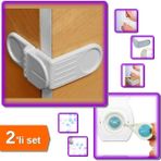 Hereveoyuncak 2 Adet Yapışkanlı Köşe Güvenlik Kapak Kilidi + 6 Adet Anahtarlı Priz Koruma - 2li Set C1X3D7