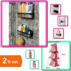 Hereveoyuncak 2 Adet Yapışkanlı Plastik Düzenleyici Raf Askılı + 6 Gözlü Pembe Dolap Çanta Askılığı - 2li Set S5Y2