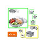 HerEveOyuncak 3 Bölmeli Kapaklı Pratik Kahvaltılık + 2 Katlı Kapaklı Saklama Beslenme Diyet Kabı - 2li Set V2V0M3