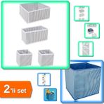 Hereveoyuncak 4 Parça Çekmece Düzenleme Kutu Organizer + Mavi Çizgili Dolap Içi Düzenleyici Kutu - 2li Set D1A6P8