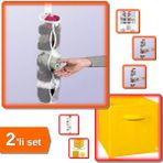 Hereveoyuncak 5 Adet Asılabilir Çorap Düzenleyici + Sarı Çok Amaçlı Dolap Kutu - Sarı - 2li Set 7ecwru