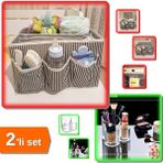 Hereveoyuncak 5 Bölmeli Bebek Beşik Başucu Kapaklı Düzenleyici + Makyaj Organizeri Şeffaf - 3 Gözlü - 2li Set K4L2