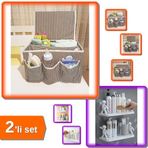 Hereveoyuncak 5 Bölmeli Pratik Bebek Beşik Düzenleyici + 2 Adet Yapışkanlı Baharatlık Makyaj Rafı - 2li Set E0P9J9
