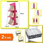 Hereveoyuncak 6 Gözlü Pratik Dolap Içi Çanta + 12 Bölmeli Mozaik Desen Organizer - 2li Set S8D7T2
