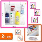 Hereveoyuncak 8 Cepli Askılı File Mutfak Banyo Düzenleyici + 11 Gözlü Akordiyon Çekmece Düzenleyici - 2li Set H1L8