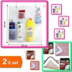 Hereveoyuncak 8 Cepli Askılı Mutfak Banyo Düzenleyici File + 8 Adet Flamme Halı Kaydırmaz Pedler - 2li Set J0R6B7