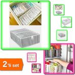 Hereveoyuncak 8 Gözlü L Beden Akordiyon Çekmece Düzenleyici + Buzdolabı Düzenleyici Sepet - Gri - 2li Set X0N4U1