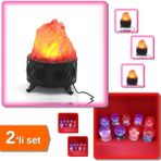 Hereveoyuncak Alevli LED Lamba + Dekoratif Mini Boy Sevgililer Kar Küresi 1 Adet- 2li Set H5G4Y0