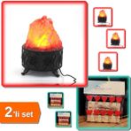 Hereveoyuncak Alevli LED Lamba + Kalpli Dekoratif Mandal Seti - Romantik Dekor - 2li Set K9R4Z2