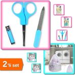 Hereveoyuncak Bebek Tırnak Bakımı Mavi + Çamaşır Yıkama Filesi 40 x 60 cm - Dev Boy - 2li Set G6L4M1