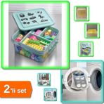 Hereveoyuncak Bölmeli Oyuncak Hobi Saklama Kutusu + Ayakkabı Yıkama Filesi Kapak Bağlamalı - 2li Set F7K8P8